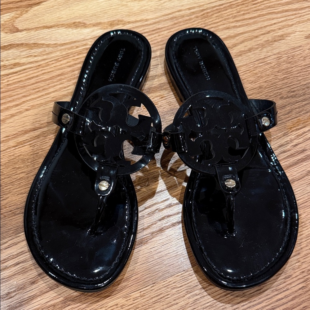 Tory Burch Miller Patent Leather Sandal - Perfect Black - Size 9